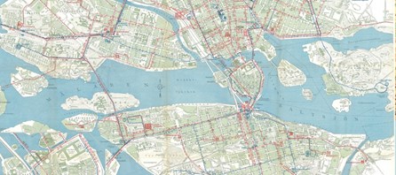 1956 års karta över Stockholm