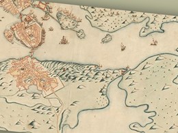 Dekorativ illustration: handmålad karta över Södermalm och Gamla stan