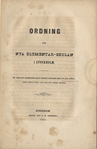 Skolordning för Nya Elementarskolan 1854