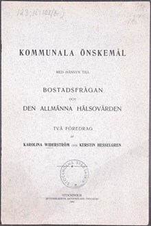 Två föredrag av Karolina Widerström och Kerstin Hesselgren