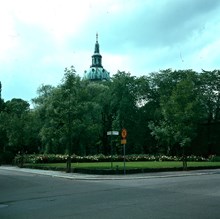Hörnet av Sandbacksgatan och Nytorgsgatan mot Katarina kyrka