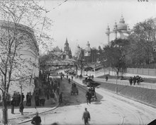 Stockholmsutställningen 1897. Vy över Djurgårdsvägen