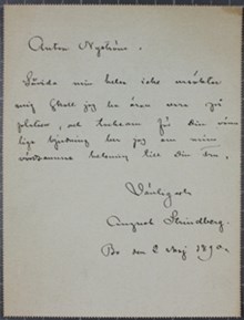 Kortbrev från August Strindberg till Anton Nyström 2 maj 1890