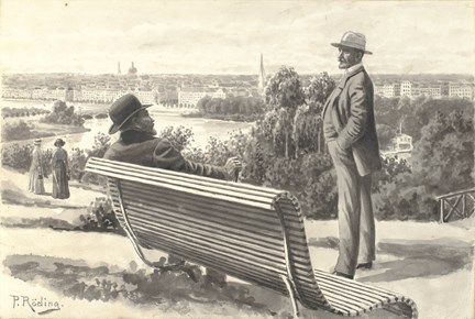 Två män tittar på utsikten