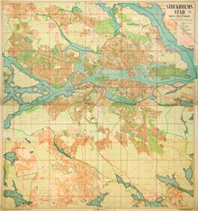 1944-års karta "Stockholms stad med förstäder" (hela kartan)
