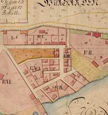 HK 1:2. Karta över Amiralitetsplatsen på Djurgården år 1736
