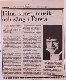 Film, konst, musik och sång i Farsta - 1985