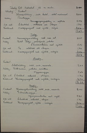 Förslag till matsedel från Stigbo barnhem 1939