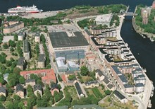 Flygfoto över Danvikstull med Söderhallen
