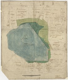 Karta "Dessein till Strand Linie" vid Fatburssjön år 1764