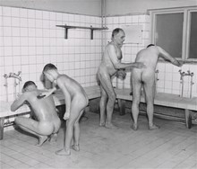 Aspuddsbadet - tvättrummet 1951