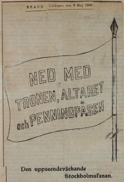 Den uppseendeväckande Stockholmsfanan - artikel i Brand 1908