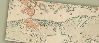 Dekorativ illustration: handmålad karta över Södermalm och Gamla stan