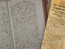 Illustrativt montage: Äldre handskrivna och tryckta dokument