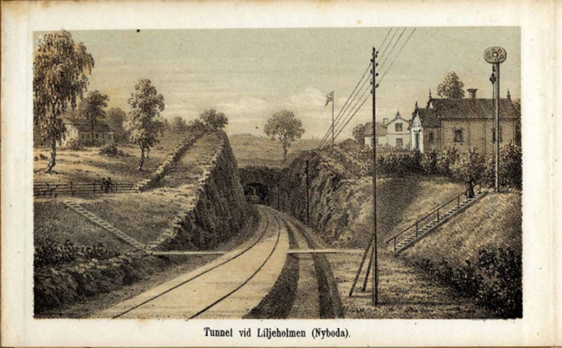 Järnvägstunnel vid Nyboda, för järnvägens sammanbindningsbana 1870.