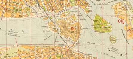 1913 års karta över Stockholm