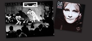 Dekorativ bild föreställande fotografi som visar breakdance 1984 och ett skivomslag med Eva Dahlgren
