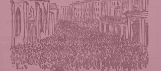 Teckning över rösträttsdemonstrationen på Jakobs torg 1902