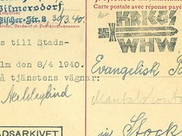Frankerat postkort från nazistisk tjänsteman till Stadsarkivet i Stockholm