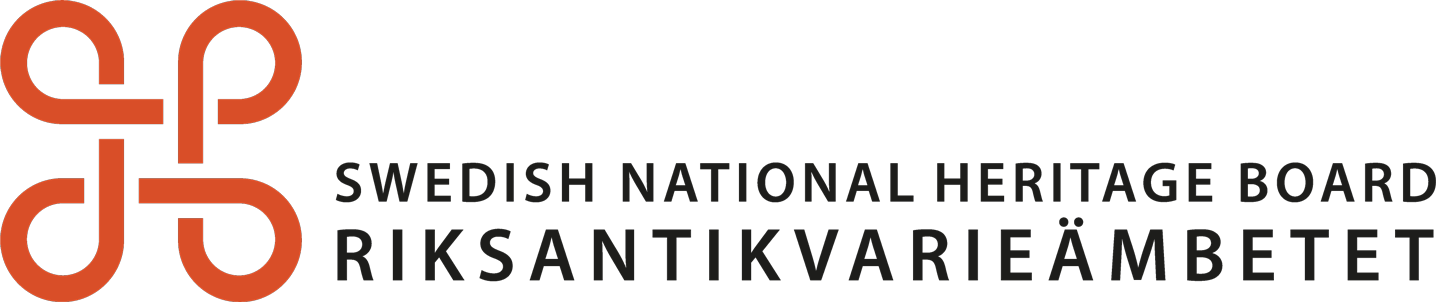 Riksantikvarieämbetets logotyp med den röda kulturarvskringlan