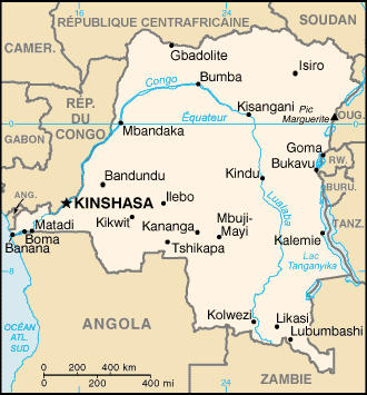Karta över Demokratiska republiken Kongo