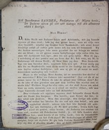 Ljuduppläsning av debattskrift till försvar för Sveriges judar 1809