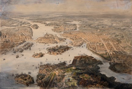 Panorama över Stockholm på 1860-talet (Fogelvue över Stockholm)