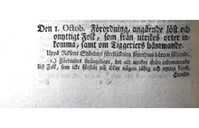 "Förordning, angående löst och onyttigt folk som från utrikes orter inkomma, samt om tiggeriers hämmande" 1741