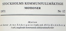 Motion angående kommunala deklarationsbyråer - Stadsfullmäktige 1971