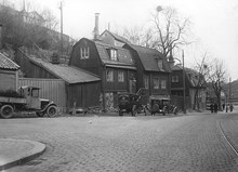 Äldre trähusbebyggelse nedanför Ersta kapell. Folkungagatan 113