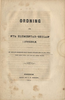 Skolordning för Nya Elementarskolan 1854