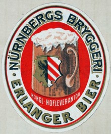 Etikett. Erlanger Bier. Nürnbergs Bryggeri