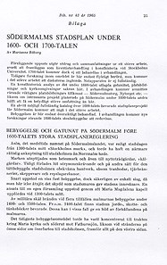 Södermalms stadsplan under 1600- och 1700-talen / Marianne Råberg