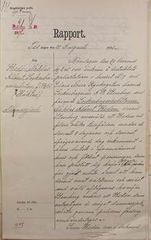 Sockerbageriarbetaren Nils Hedén polisanmäls av sockerbagare Stenberg för våldsamt uppträdande 1892