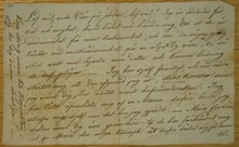 Carl Löfqvist tackar Johanna Segerström för att ha hindrat honom att begå självmord - brev 1820