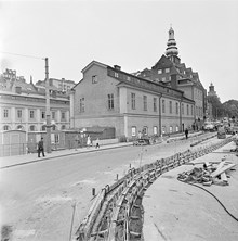 Stadsmuseets byggnad sedd från Södermalmstorg. Vy mot norra flygeln