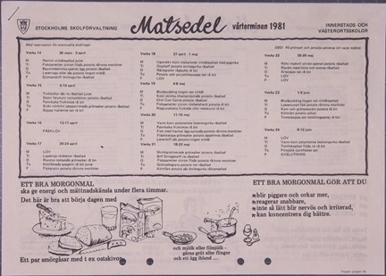 Skolmatsedel 1981