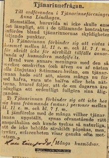 Inlägg i debatt om tjänarinnors arbetsvillkor