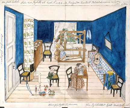 Sal hos familjen Rydells på Pihlgatan 28 1838. 