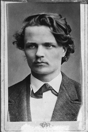 Porträttfotografi av August Strindberg vid 26 års ålder