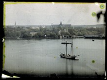 Strömmen. Skeppsholmen. Fregatten Vanadis t.h.
