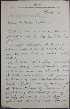 Karl Otto Bonnier "törs ej" trycka Dr Nyströms bok "Könslifvet och dess lagar" - brev 1904 