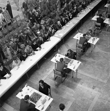 Landskamp i schack mellan Sverige och Jugoslavien i Blå Hallen, Stadshuset