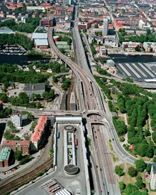 Flygfoto över Gullmarsplan och Skanstull