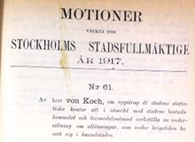 Motion om uppdrag åt stadens statistiska kontor att verkställa en undersökning om utlänningar, som under krigstiden bosatt sig i huvudstaden - Stadsfullmäktige 1917