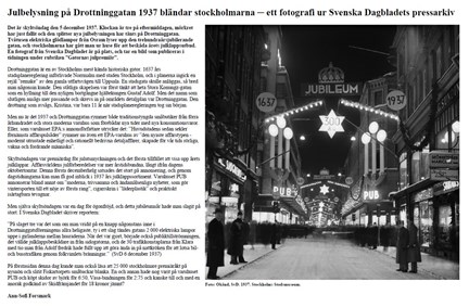 Artikel: Julbelysning på Drottninggatan 1937 bländar stockholmarna
