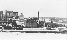 Inedals fabriker i kvarteret Roddaren sedda mot väster