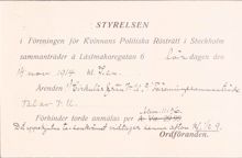Styrelsemöte på Rösträttsbyrån