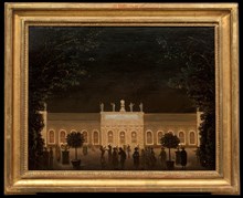 Orangeriet i Kungsträdgården (Vauxhallen), illuminerad vid Borgerskapets fest den 21 augusti 1791 med anledning av Gustav III:s hemkomst från Aachen