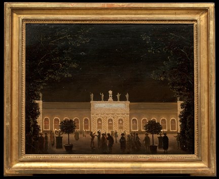 Illumination i augusti 1791 till ära av konungens hemkomst från Aachen. Oljemålning av Pehr Hilleström.